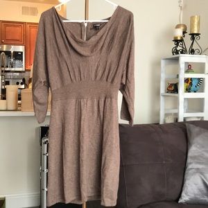 Cowl neck sweater dress with zip back